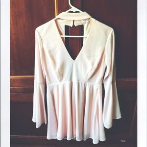 Dusty Pink Bell Sleeve Dress